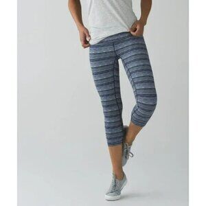 Lululemon Wunder Under Crop Space Dye Twist Sapphire Blue Multi Size 6